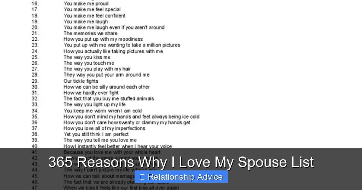 365 Reasons Why I Love My Spouse List