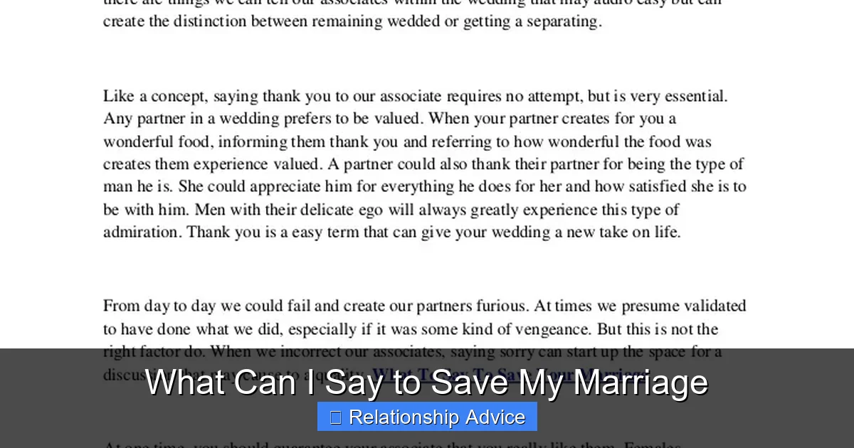 What Can I Say to Save My Marriage