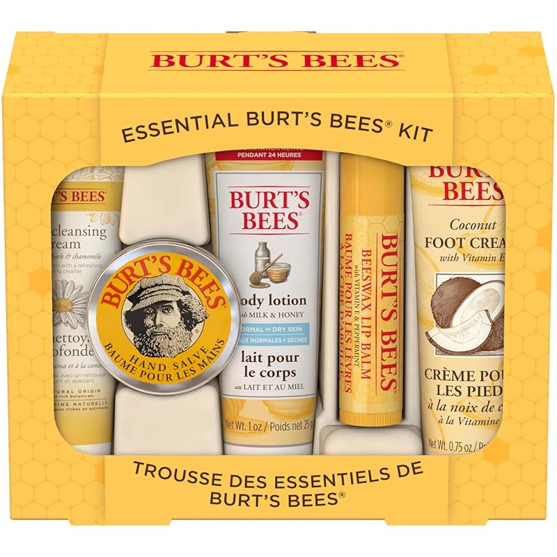 Burt's Bees Essential Beauty Gift Set with 5 Travel Size Skincare Prod