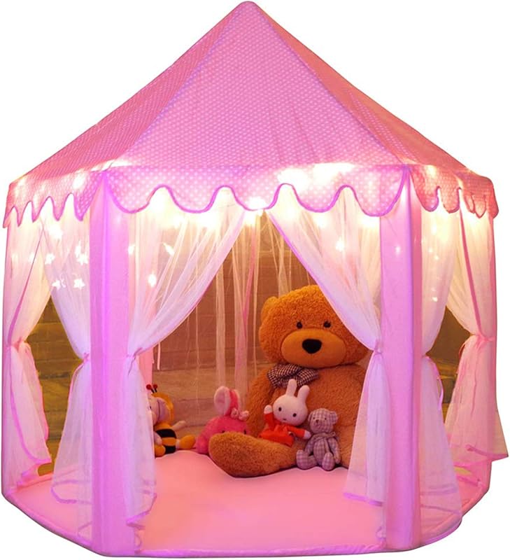 Spacious princess castle play tent with star lights for toddlers, indo