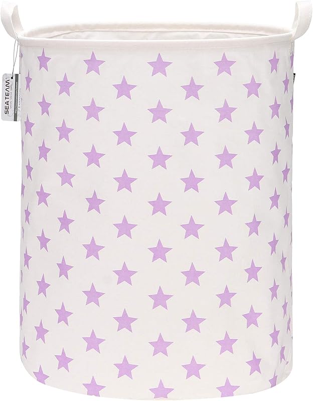 Sea Team Large Waterproof Cotton Laundry Hamper 19.7 Inches Purple Sta