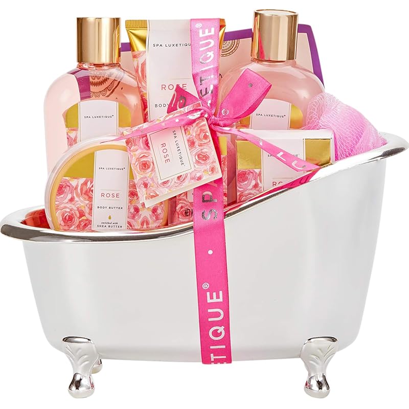 Rose Spa Gift Set for Women with Bubble Bath and Body Lotion