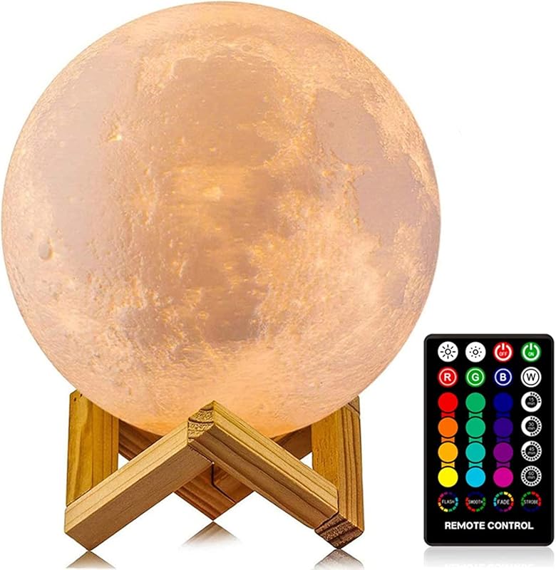 3D printed moon lamp offers 16 LED colors plus remote and touch contro