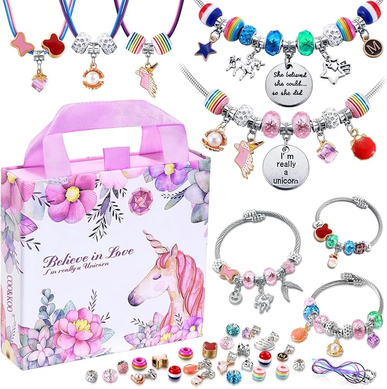 COO&KOO Unicorn Charm Bracelet Making Kit - Jewelry Craft Christmas Gi