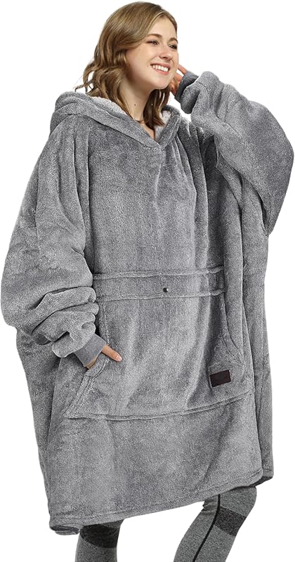 Catalonia Oversized Blanket Hoodie Sweatshirt, Wearable Sherpa Loungin