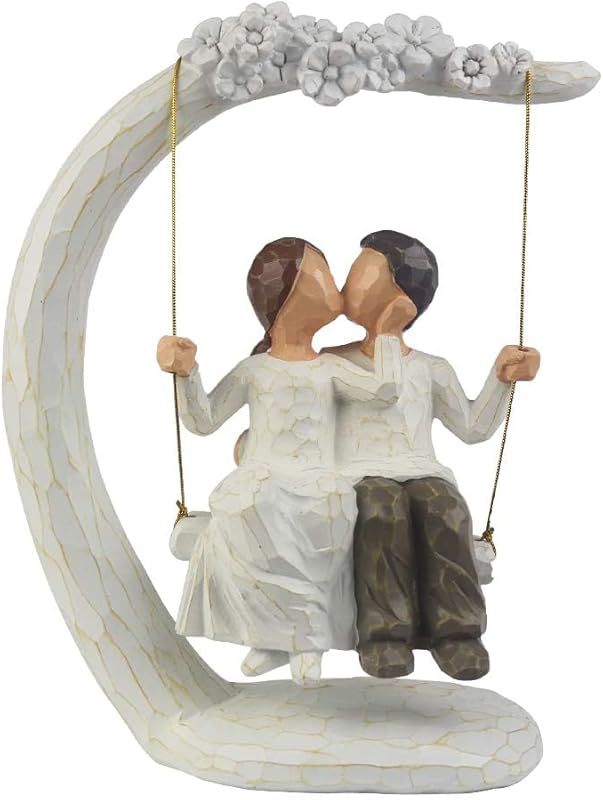 jinhuoba Romantic Wedding Couple Figurines, Hand Painted Loving Togeth