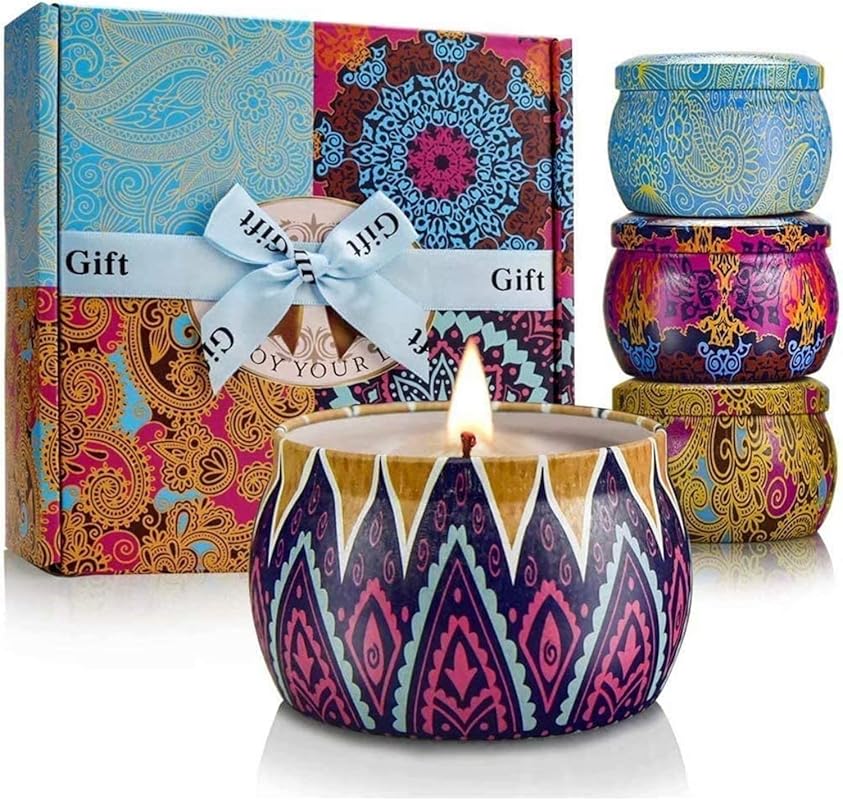 Natural aromatherapy scented candle gift set with pure essential oils