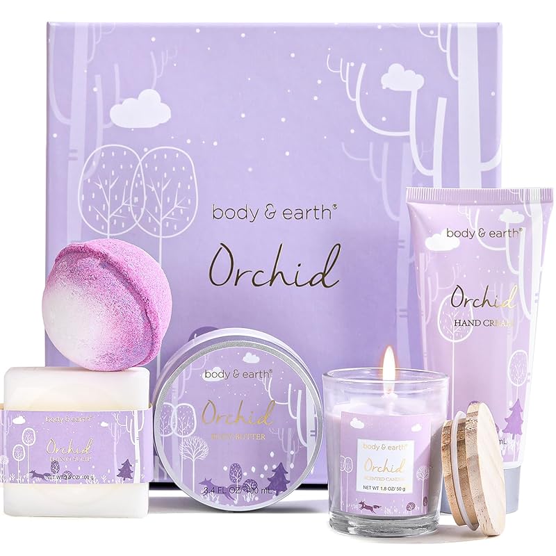 Orchid spa gift set with bath and body care products for women