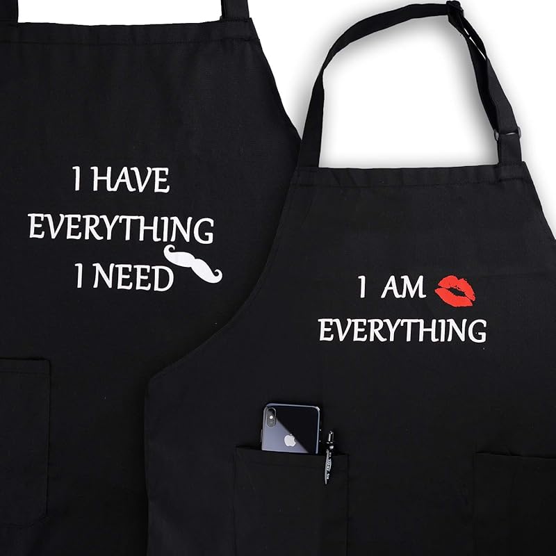 Waterproof His and Hers Aprons for Couples – Adjustable with Pockets f