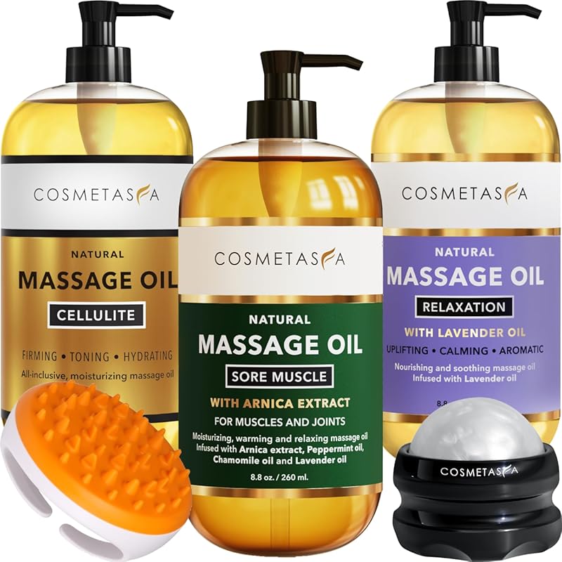 Cosmetasa Body Massage Oil Therapy Kit – Arnica & Lavender Oil for Rel
