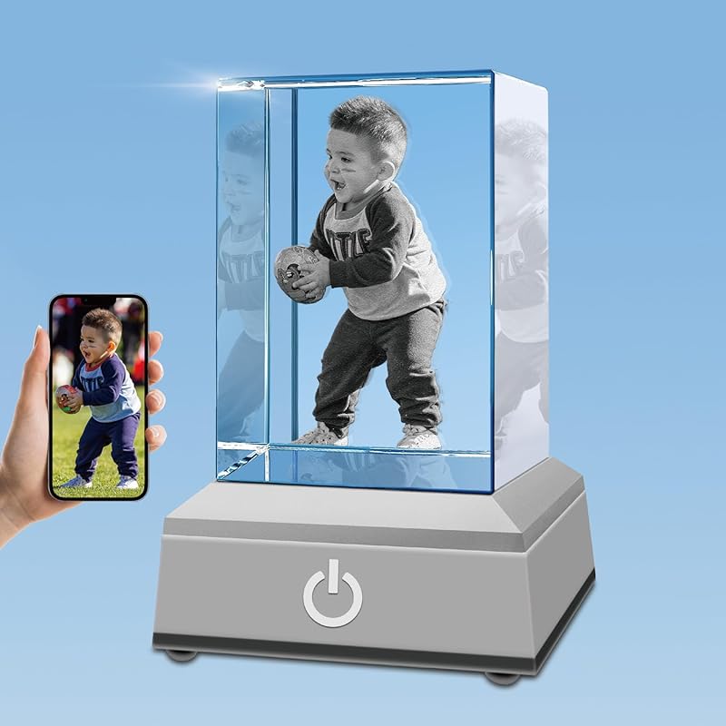 3D Crystal Photo with LED Light Base, Personalized Gifts with Your Own
