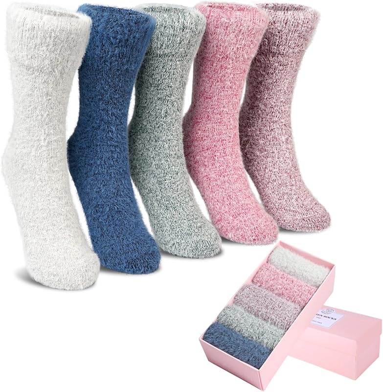 5 Pairs Fuzzy Winter Socks - Cozy Comfort Gift Idea for Wife