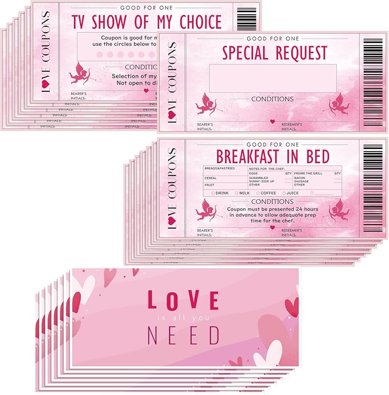 20 Love Coupons for Couples – Romantic IOU Cards for Him or Her