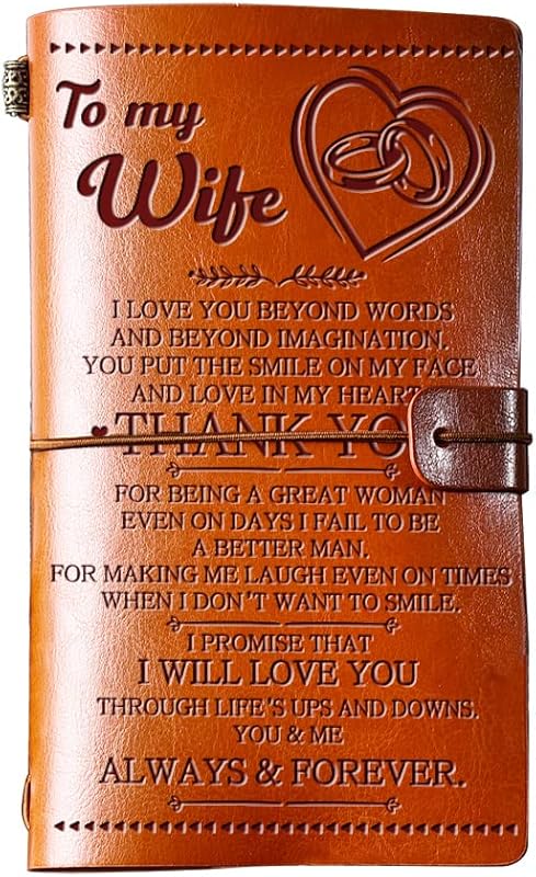 Leather Journal for Wife from Husband – Refillable 140-Page Notebook f