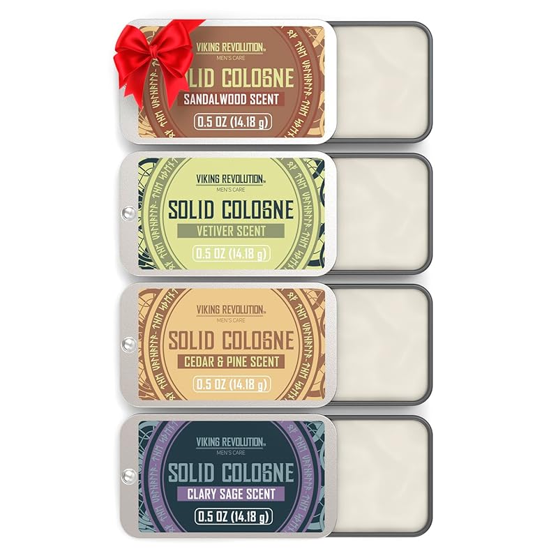 Viking Revolution 4-Pack Travel Solid Cologne Set for Men - Cedar Wood