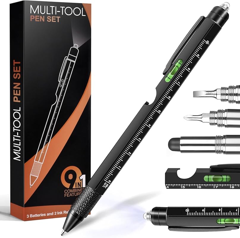 9-in-1 multitool pen gift for men, practical gadget for husband or dad