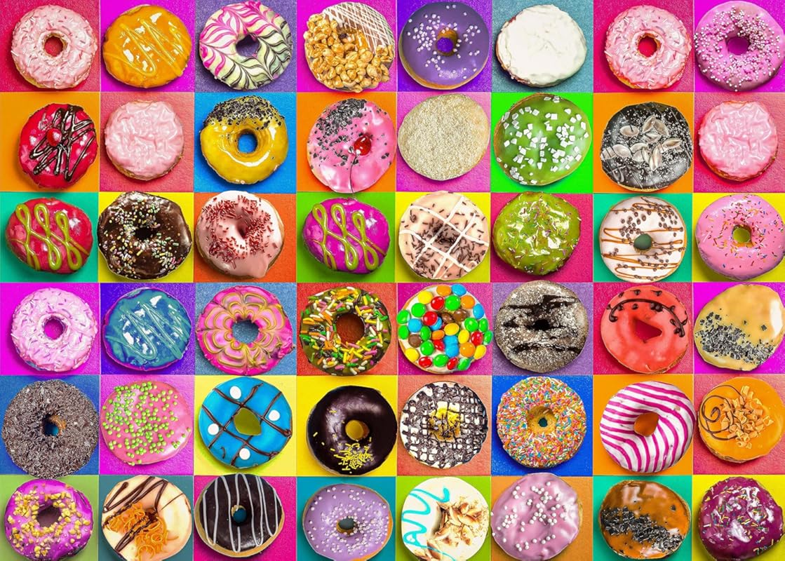 1000 Piece Donut Jigsaw Puzzle for Adults and Families, Fun Food Desig
