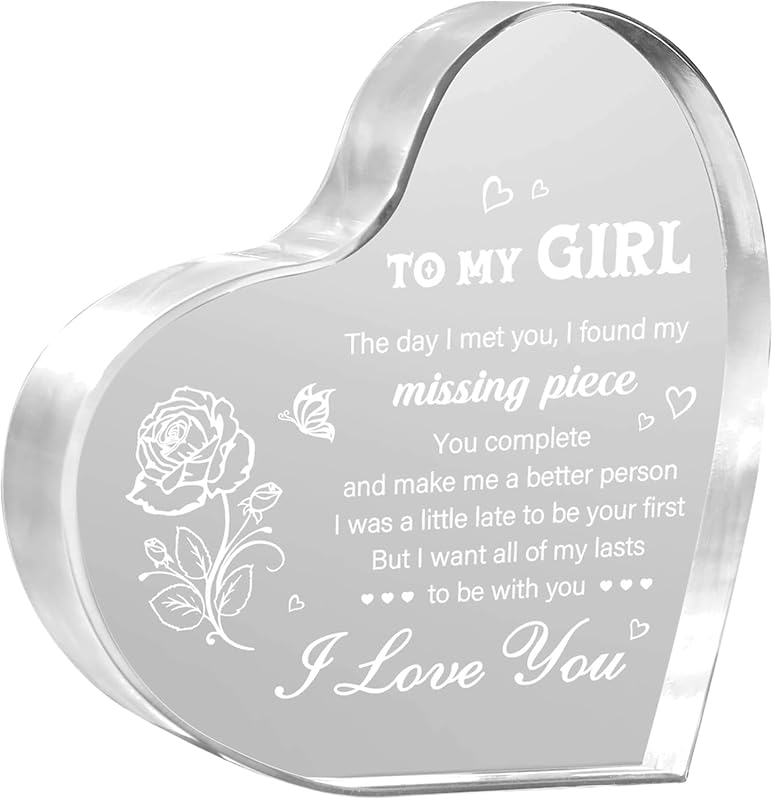 To My Girl heart-shaped acrylic block - I Love You gift for girlfriend