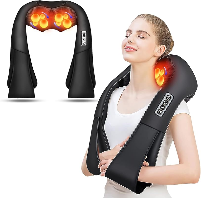 Electric Shiatsu Back and Neck Massager - Deep Tissue Kneading Pillow 