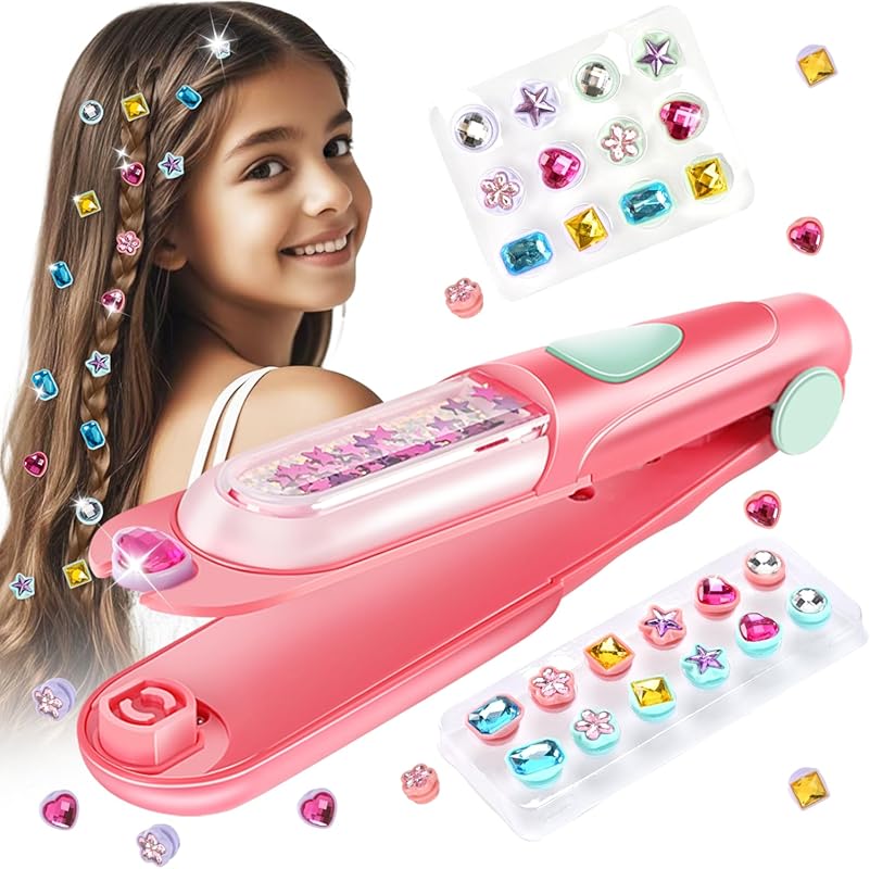 Hair Gem Stamper Kit with Reusable Shining Diamonds for Girls Ages 8-1