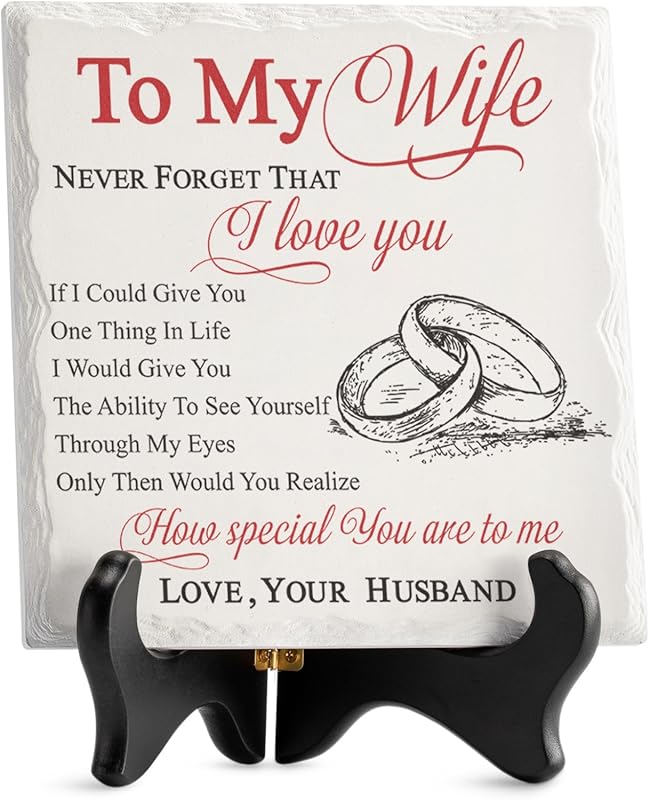 Ceramic I Love You plaque, romantic gift for wife from husband on birt