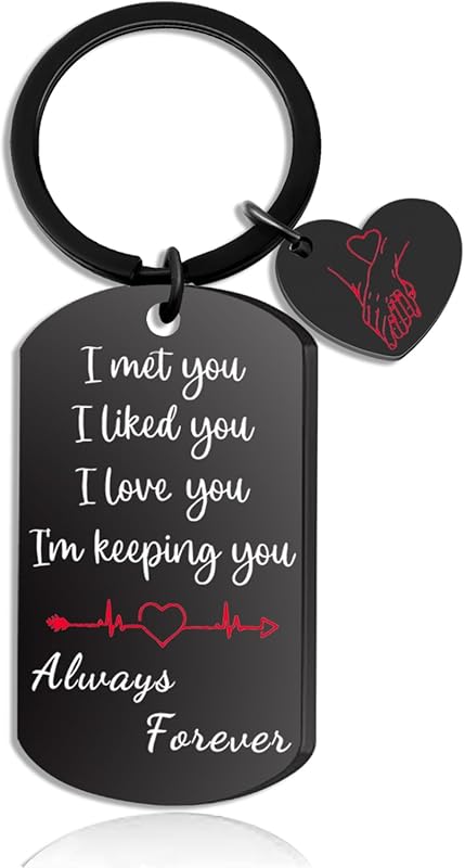 Love You Always Keychain for Couples, Romantic Valentine’s Day Gift fo