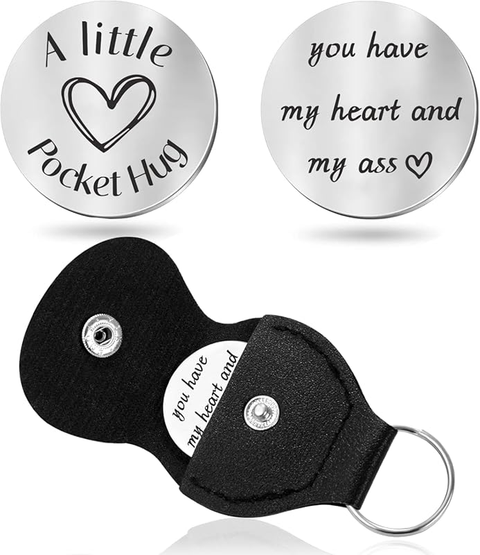Pocket Hug Token Keychain for Men Him, Funny Boyfriend Gifts From Girlfriend