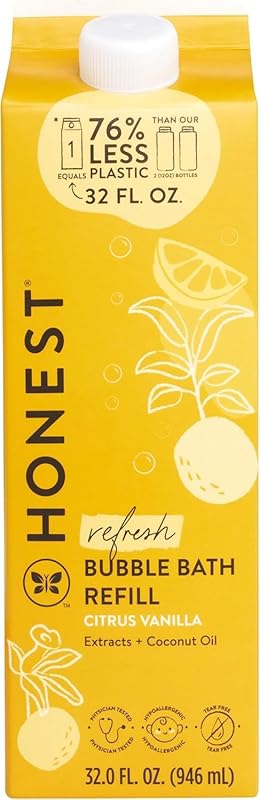 The Honest Company Foaming Bubble Bath Refill Carton, Gentle for Baby,