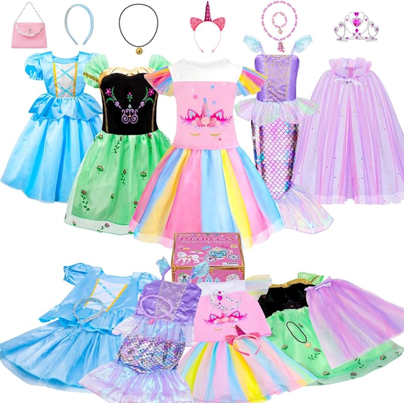 Meland Princess Dress Up Clothes and Accessories for Girls Ages 3 to 8