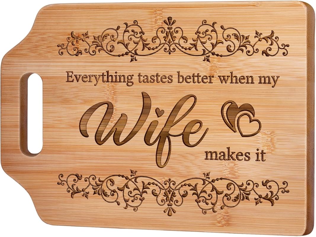 AceThrills Bamboo Cutting Board - 12.3 x 8.7 Inch Kitchen Gift for Wife