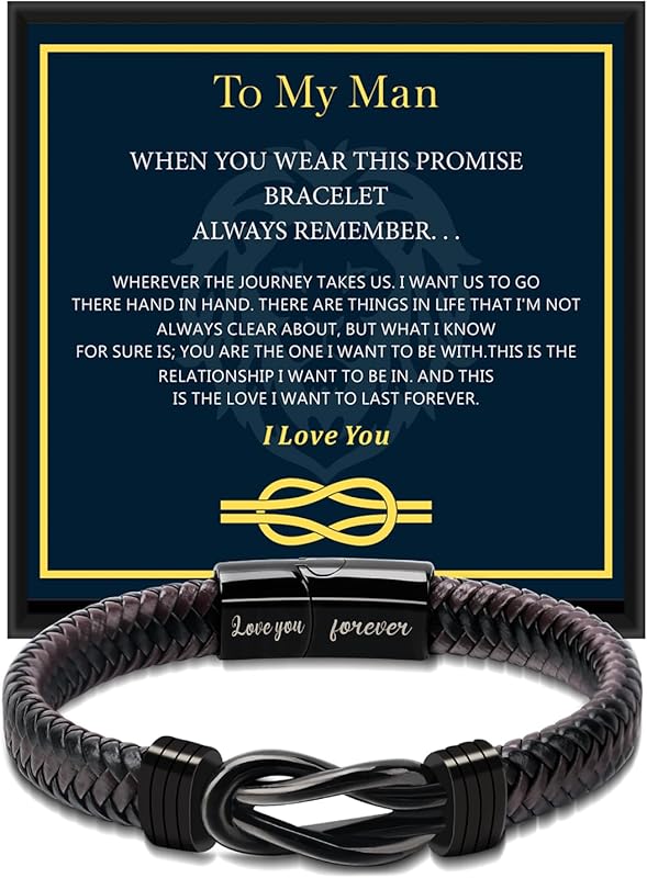 Leather Couple Bracelets for Him – Romantic Gift for Husband or Boyfri