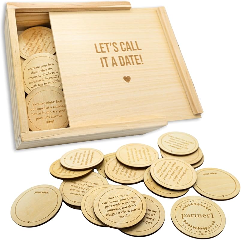 Date Night Box with 52 Ideas and Decision Coin – Fun Gift for Couples 
