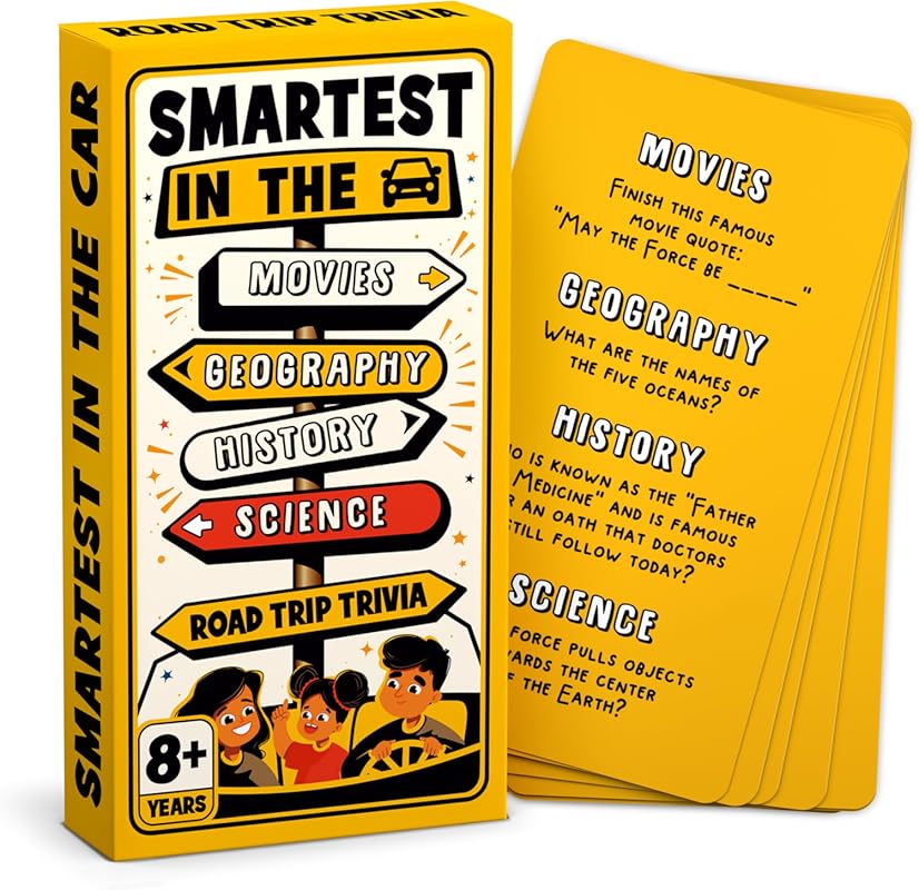 WELL BALANCED Road Trip Trivia - Road Trip Games for Kids Travel Essen