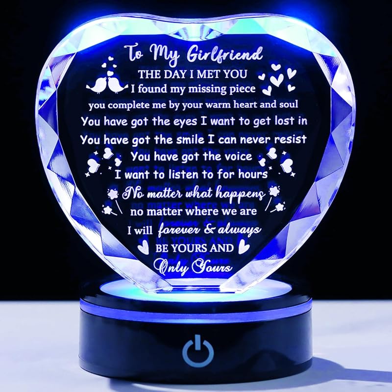 Decorative gift with light base for girlfriend from boyfriend. Romanti