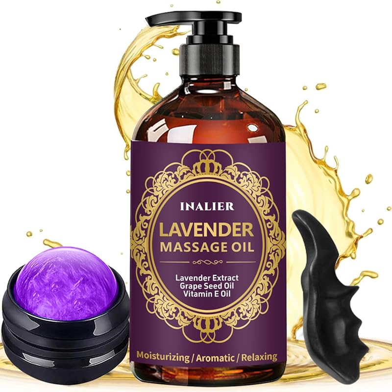 Massage Oil for Massage Therapy,Lavender Oil with Massage Roller Ball