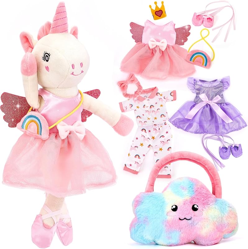 Unicorn Ballerina Doll Gift for 4 Year Old Girls with Dress Up Clothes