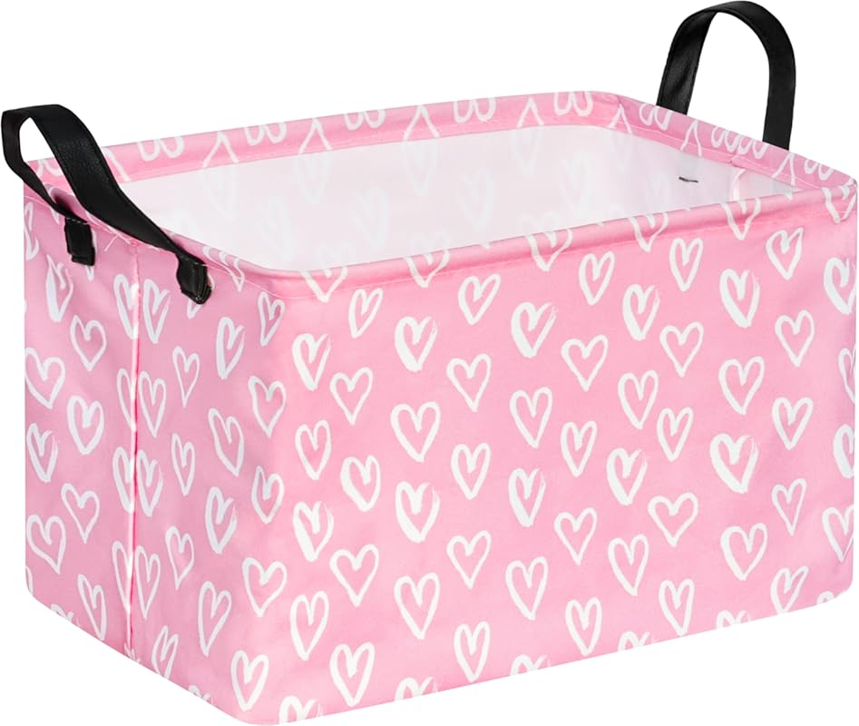 Heart print collapsible box hamper storage basket perfect for creating