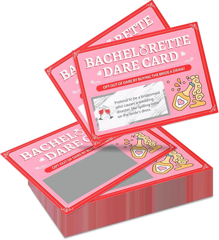 100 Piece Bachelorette Party Scratch-Off Dare Card Set with Funny Chal