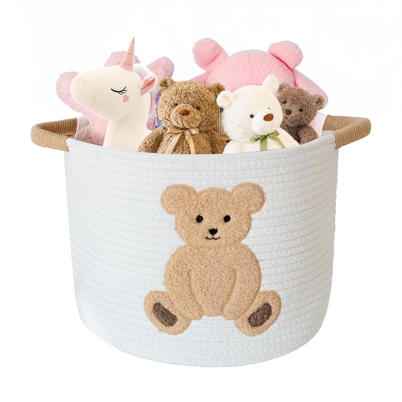Inough cotton rope basket with handles for toys, laundry, or baby show
