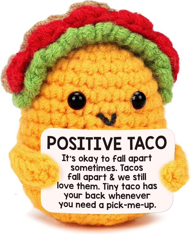 Handmade Positive Crochet Taco Decoration, Fun and Thoughtful Birthday