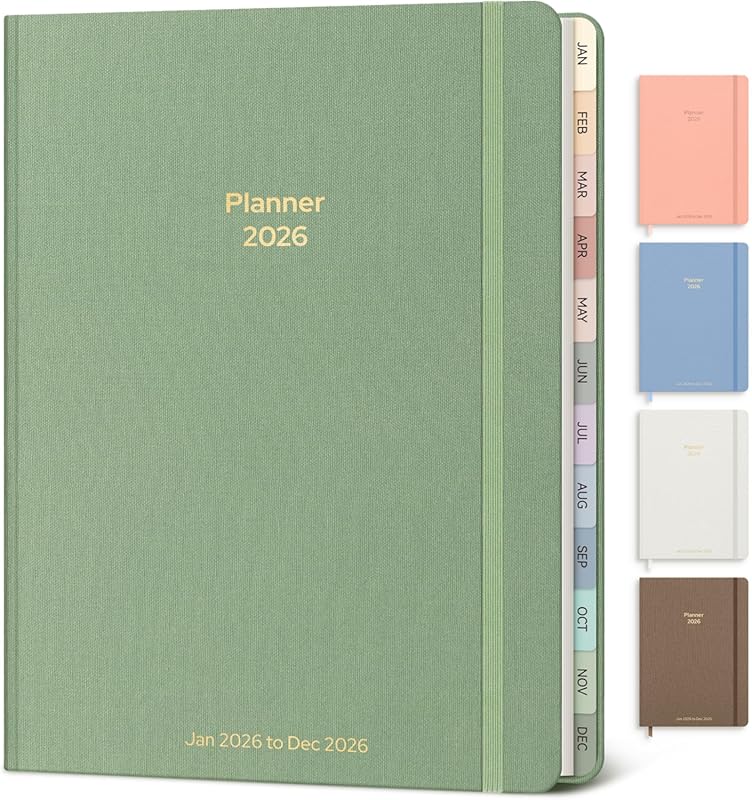 2026 Weekly and Monthly Planner with Linen Hardcover and Monthly Tabs 