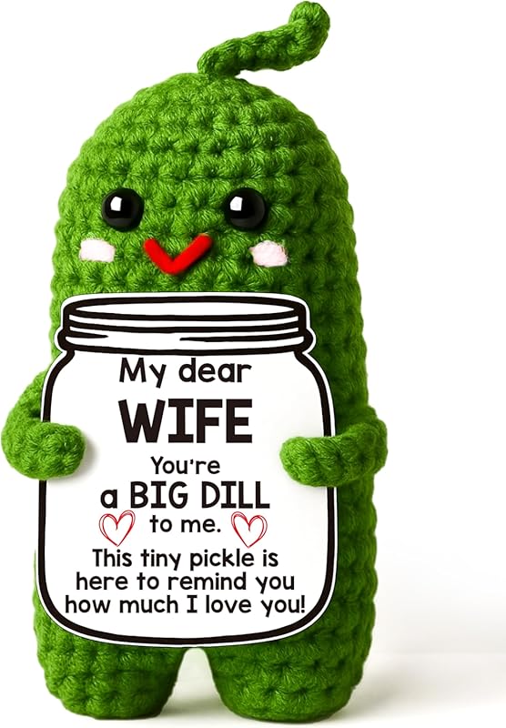 Handmade Crochet Pickle - Unique Whimsical Valentine's Day Gift for Wi