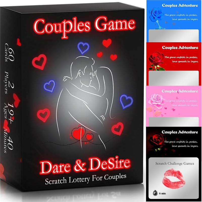Scratch Off Date Night Cards for Couples Featuring 60 Spicy Romantic A
