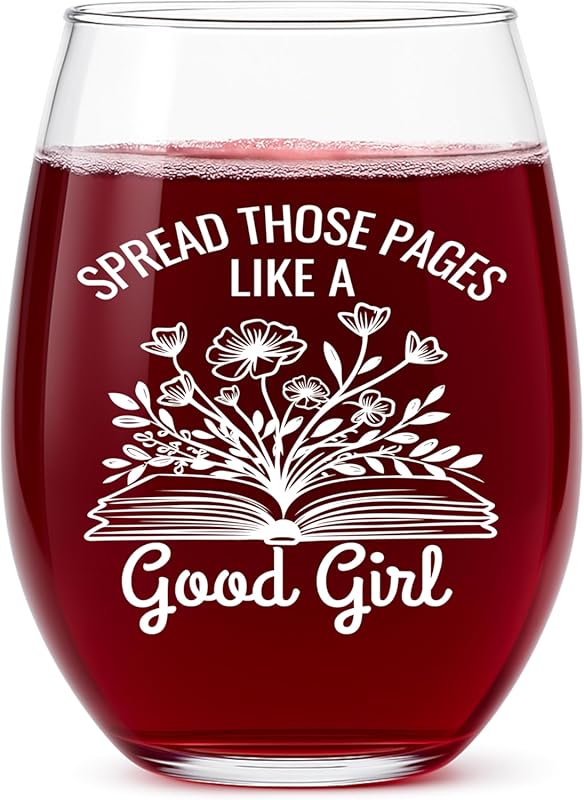 Funny Wine Glass for Book Lovers – Dark Romance Reader Gift for Her