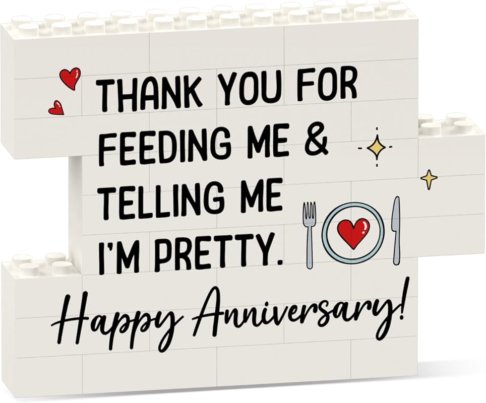 Happy Anniversary Sign Gifts for Men, Boyfriend, Romantic Building Blo