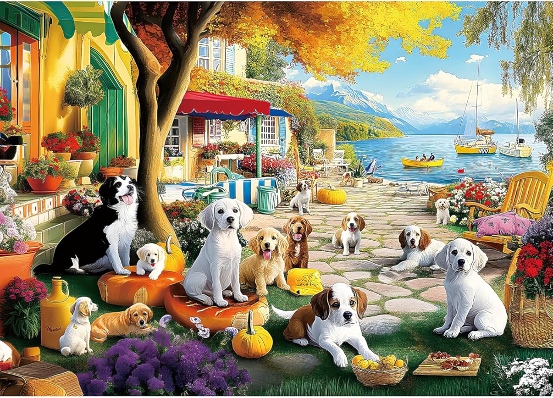 1000 Piece Dog and Plant Jigsaw Puzzle for Adults, Great for Game Nigh