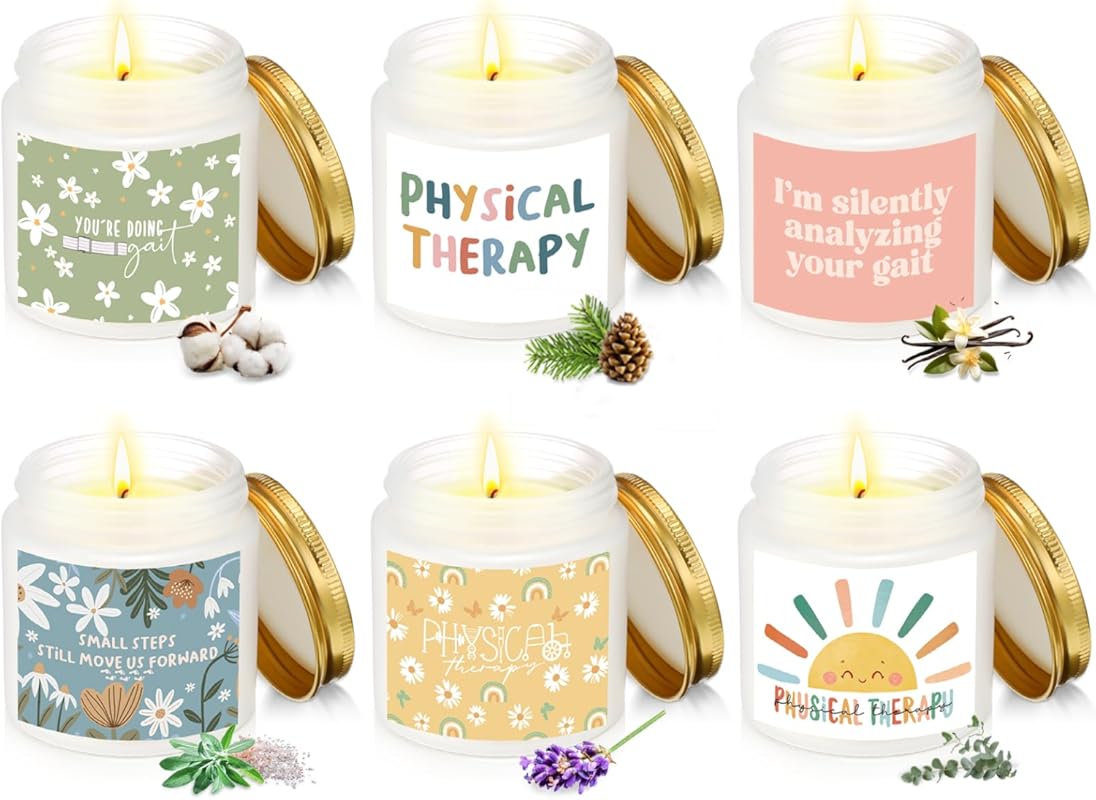 6 Pcs Physical Therapy Therapist Gifts Bulk, 3.5 oz Scented Candles So