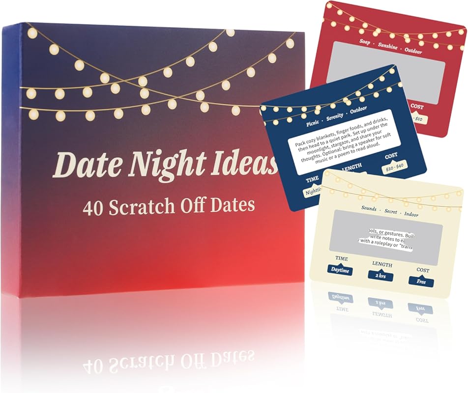 40 Romantic & Fun Scratch Off Date Night Ideas Card, Perfect Couple Gi