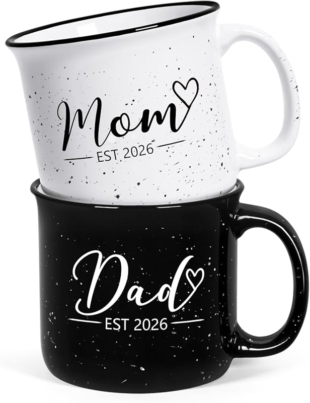 Maustic Mom and Dad Mugs, New Parents Gifts for Couples, New Mom and D
