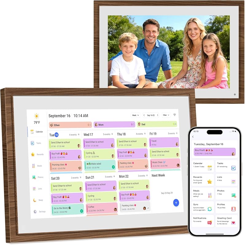10.1 Inch Digital Family Calendar: Touchscreen Planner and Picture Fra